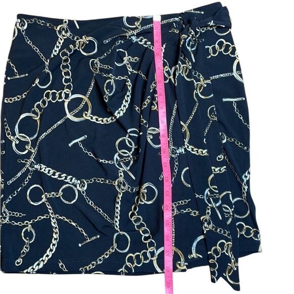 NWT Y2K vintage Cache black chain mini skirt Jersey Small tie front - Picture 7 of 8